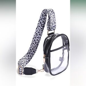 Clear Crossbody Bag with Leopard Strap